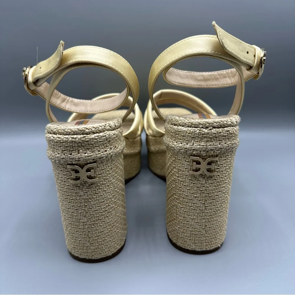 Sam Edelman Tibby Washed Lemon Plarform Wedge Sandal Women’s Size 10 M